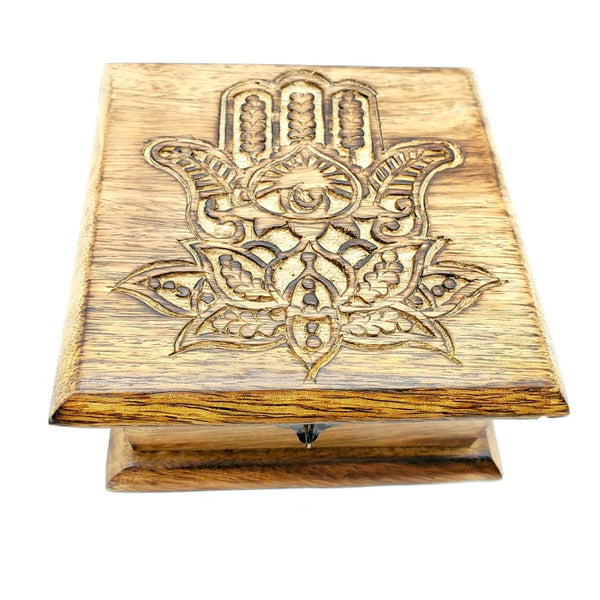 lotus carved wooden box