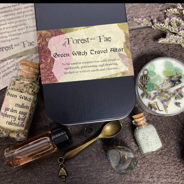 green_witch_miniature_kit_agate_crystals_candle