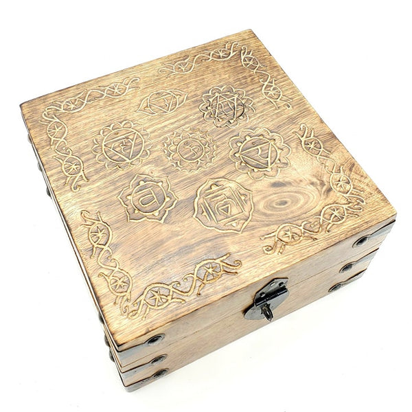 7 chakra symbols wood box
