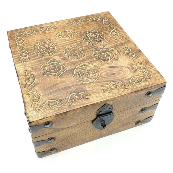 7 chakra symbols wooden box