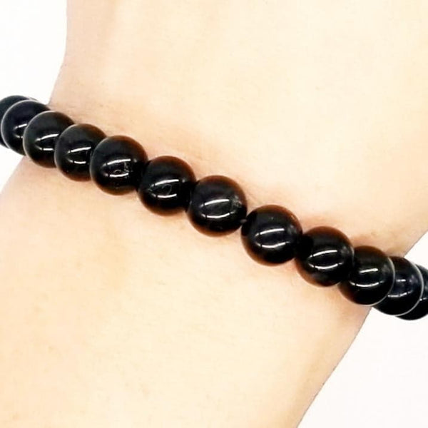 black obsidian bead bracelet