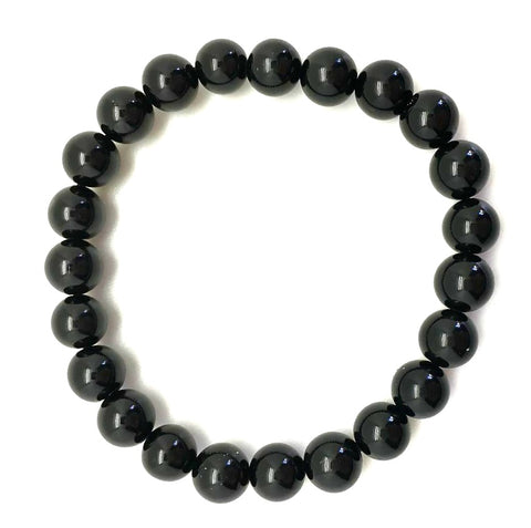 Black Tourmaline Beaded Crystal Bracelet | 6mm or 8mm Beads | Black Crystal Healing Bracelet