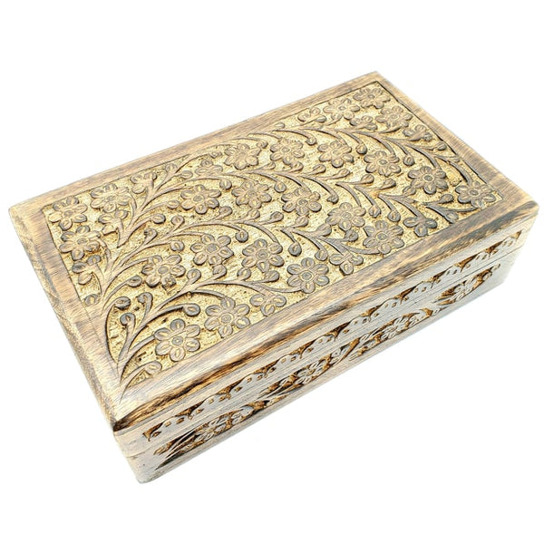 extra large size floral pattern carved box