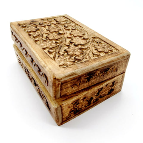 floral carved wood box