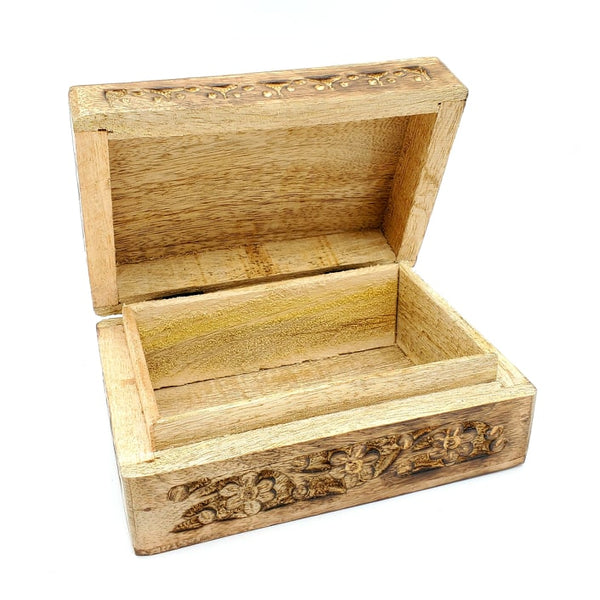 floral carved wooden box