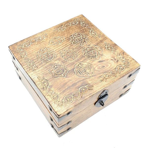 large 7 chakra symbol wood box