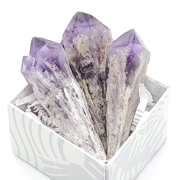 large amethyst crystals gift set