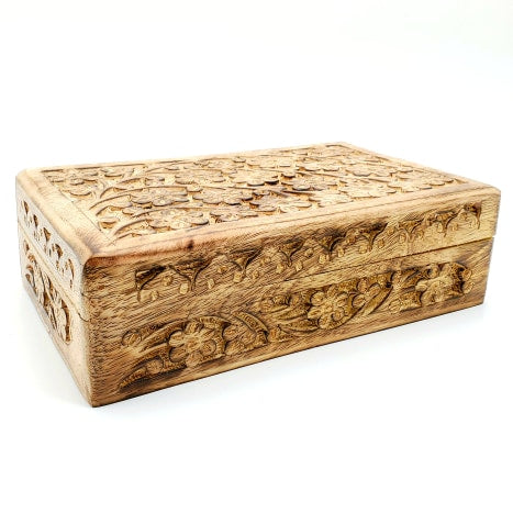 Mother's Day Gift Wooden Hand Carving Jali Design Jewelry Storage Box Holder