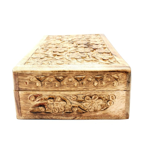 large floral carved wooden box