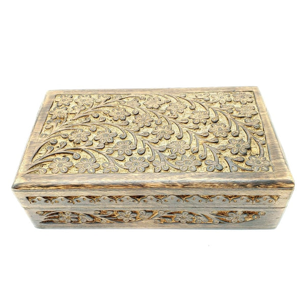 large size floral pattern carved box