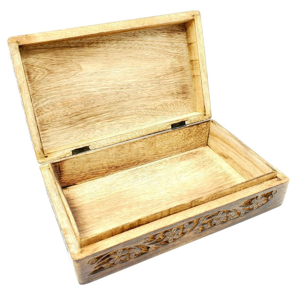 open large floral pattern wooden box