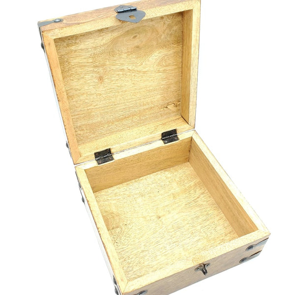 open wooden stained box