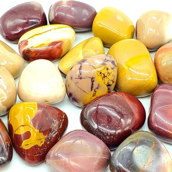 red yellow and purple mookaite jasper stones