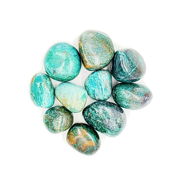 tumbled blue chrysocolla stones
