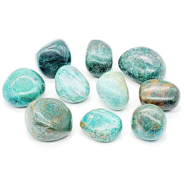 tumbled green chrysocolla stones