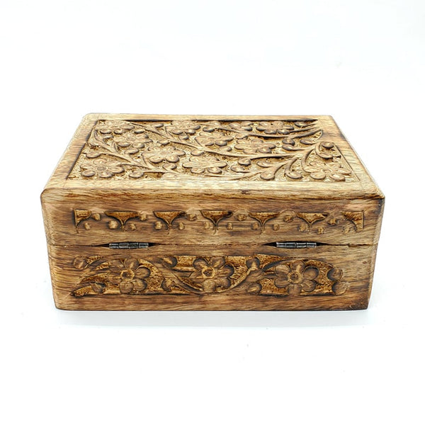 wood floral carved box