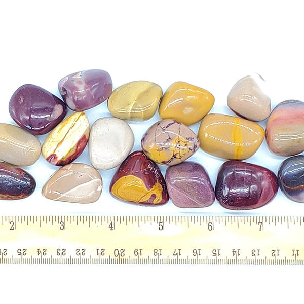 yellow purple and red mookaite jasper stones